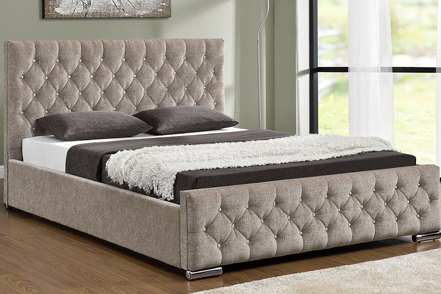 Rangka Katil Berumbai Penyimpanan King 1151G Velvet Lift Mewah