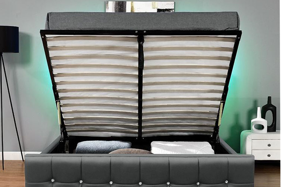 Katil Simpanan Lif Gas LED Chenille Velvet Moden 1149-1G