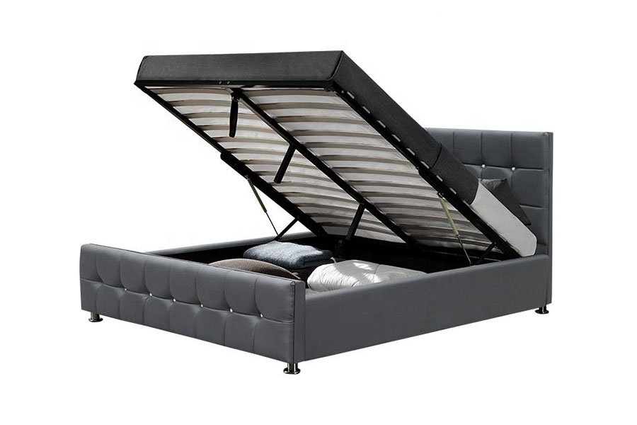 Katil Simpanan Lif Gas LED Chenille Velvet Moden 1149-1G