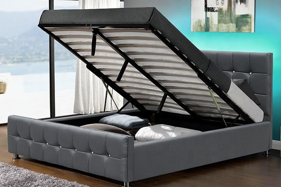 Katil Simpanan Lif Gas LED Chenille Velvet Moden 1149-1G