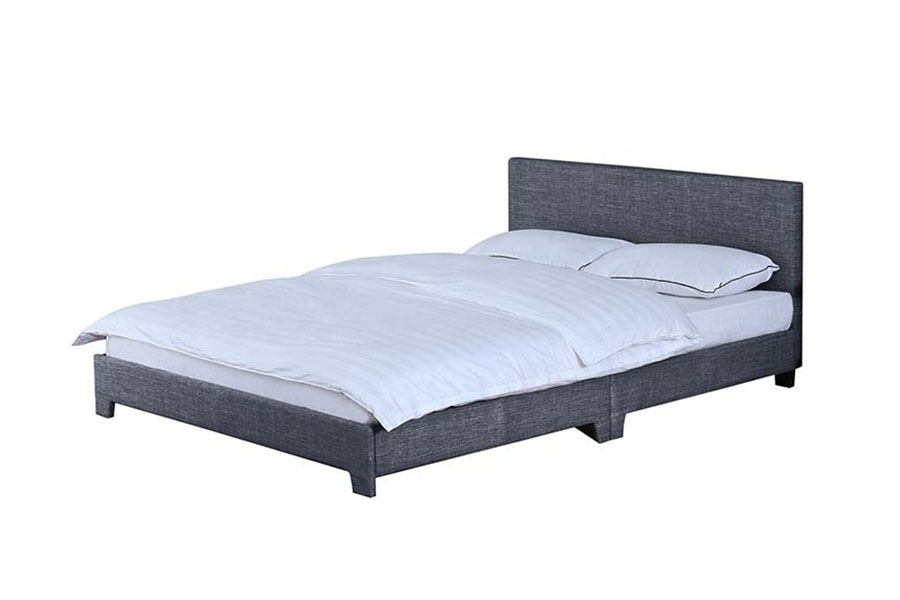 1142-2 Rangka Katil Kayu Queen Fabrik Linen Gaya Amerika