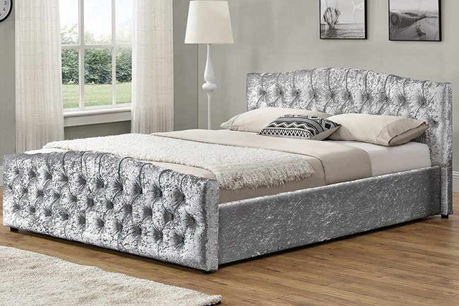 Katil Penyimpanan Panel Lembut Uthmaniyyah Fabrik Linen 1173G Lif
