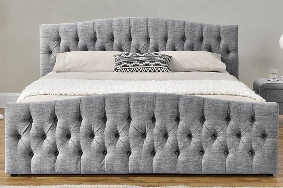 Katil Penyimpanan Panel Lembut Uthmaniyyah Fabrik Linen 1173G Lif