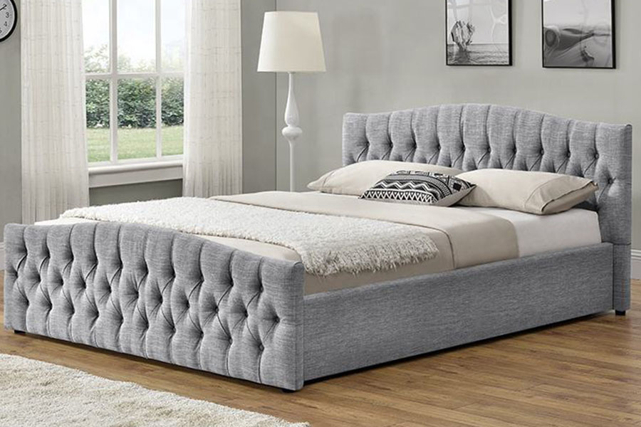 Katil Penyimpanan Panel Lembut Uthmaniyyah Fabrik Linen 1173G Lif