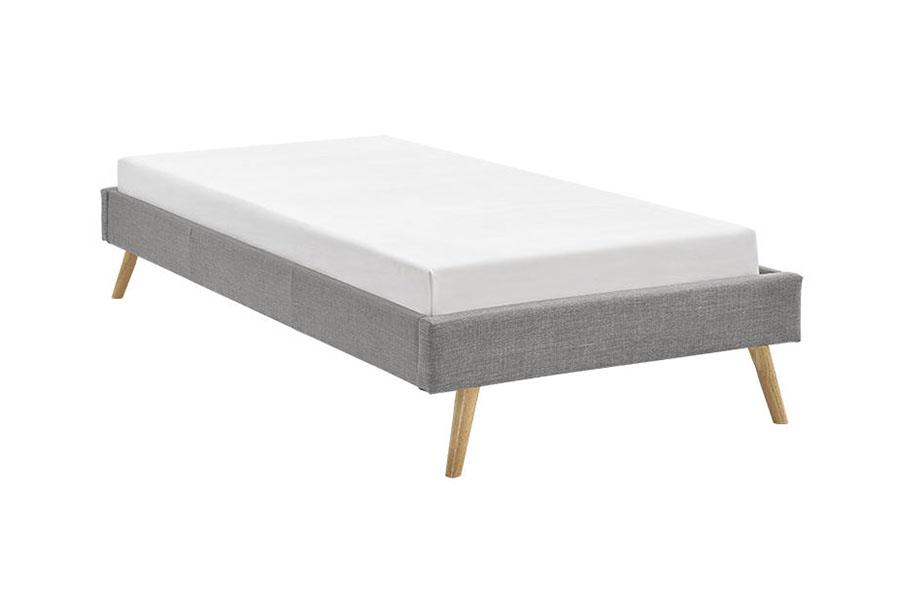 Katil Kaki Kayu Linen Panel Kayu Lapis Scandinavia 1159C
