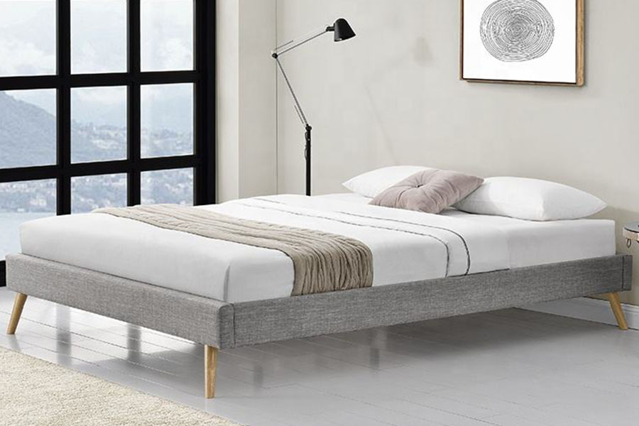 Katil Kaki Kayu Linen Panel Kayu Lapis Scandinavia 1159C