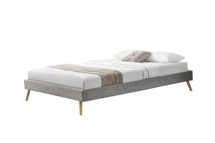 Katil Kaki Kayu Linen Panel Kayu Lapis Scandinavia 1159C