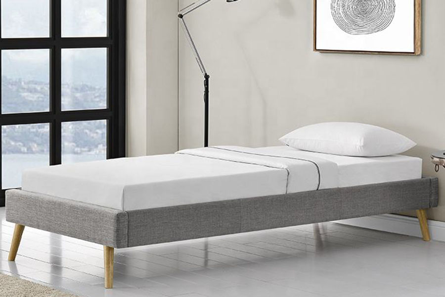 Katil Kaki Kayu Linen Panel Kayu Lapis Scandinavia 1159C