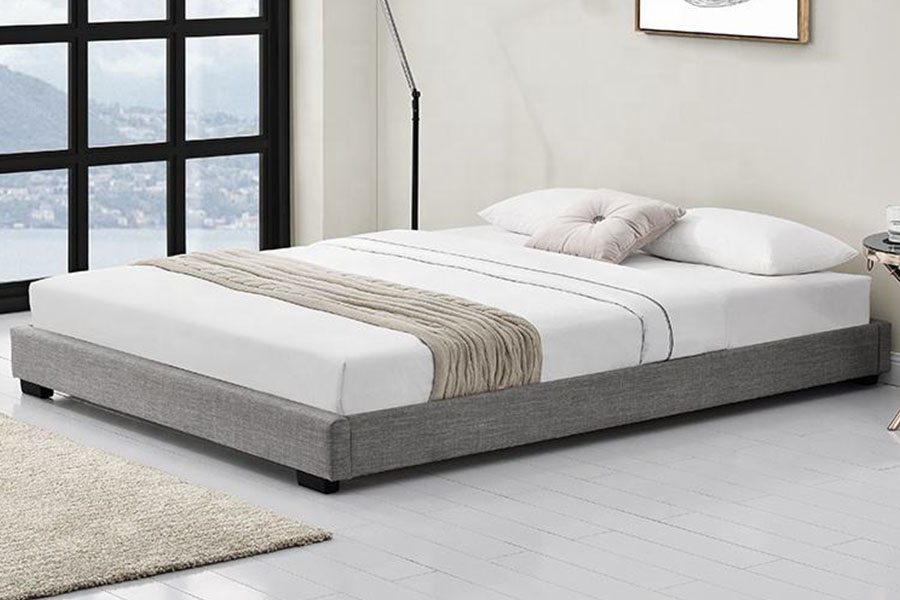 1159A Katil Upholsteri Rangka Kayu Pepejal Linen King Queen Linen