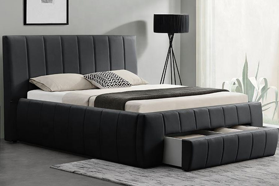 Rangka Katil Upholstered King Penyimpanan-Laci PU Kulit PU Eropah 1238D