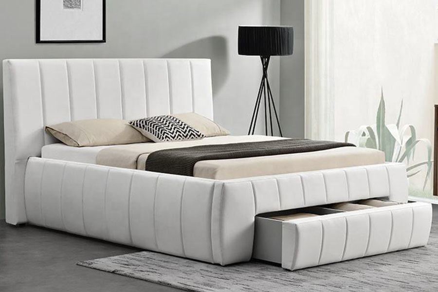 Rangka Katil Upholstered King Penyimpanan-Laci PU Kulit PU Eropah 1238D