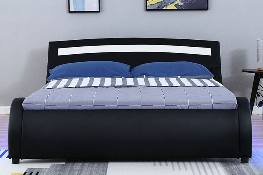 1188-1-2B Rangka Katil Berlapis LED Kulit PU Moden