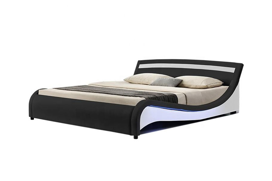 1188-1-2B Rangka Katil Berlapis LED Kulit PU Moden