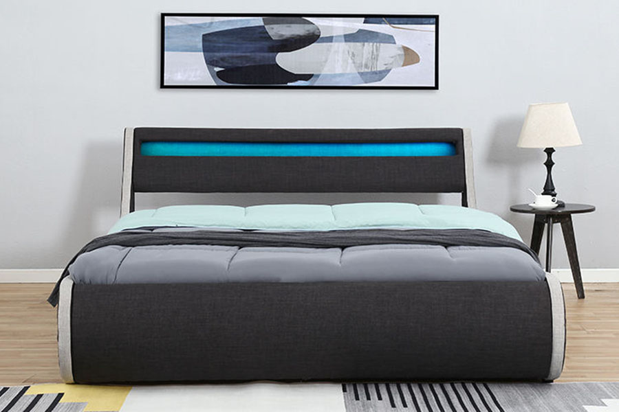 1408-1G Linen-Fabrik Lembut Bingkai Kayu Uthmaniyyah Penyimpanan Rangka Katil Upholsteri