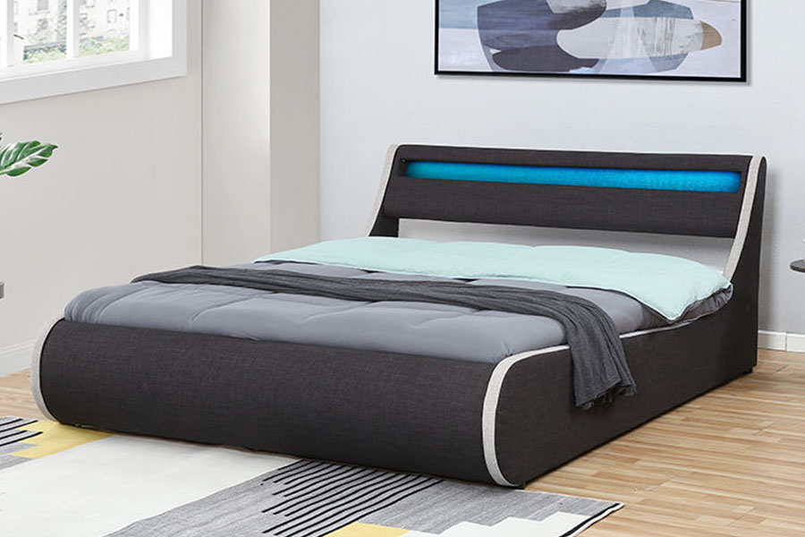 1408-1G Linen-Fabrik Lembut Bingkai Kayu Uthmaniyyah Penyimpanan Rangka Katil Upholsteri
