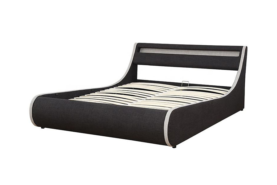 1408-1G Linen-Fabrik Lembut Bingkai Kayu Uthmaniyyah Penyimpanan Rangka Katil Upholsteri