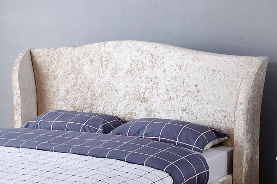 Rangka Katil Penyimpanan Upholsteri 1320G Champagne-Velvet Oyster-Finish Uthmaniyyah