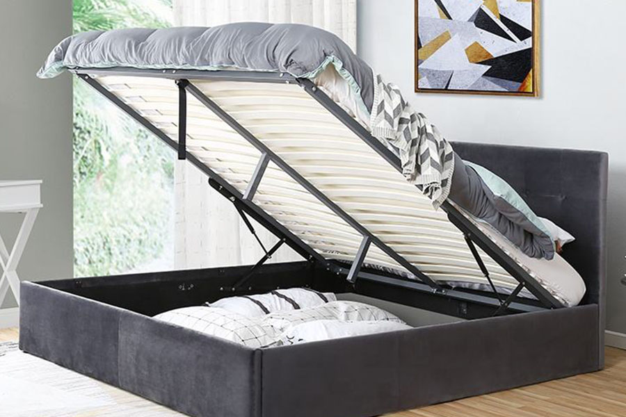 1407G Fleksibel-Operasi Baldu Gas Lif Penyimpanan Kayu Rangka Katil Upholsteri