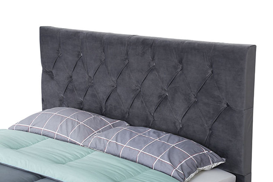 Rangka Katil Penyimpanan Upholsteri Raja Baldu 1406D Alas Kayu Laci