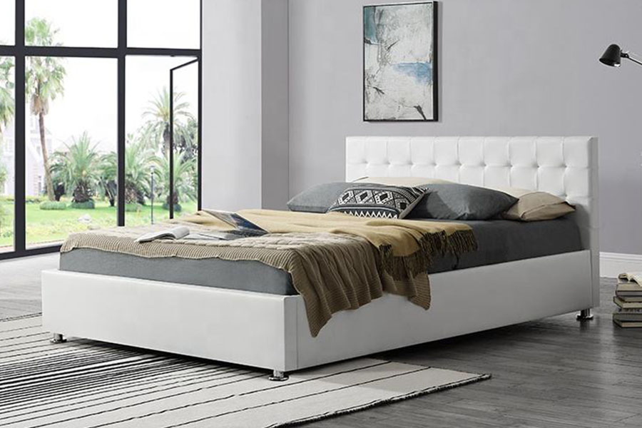 Rangka Katil Penyimpanan Upholsteri Uthmaniyyah Dalaman 1405G Kulit Tiruan Hitam