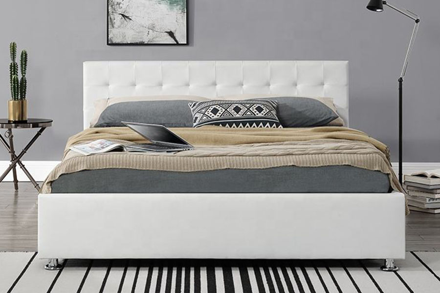 Rangka Katil Penyimpanan Upholsteri Uthmaniyyah Dalaman 1405G Kulit Tiruan Hitam