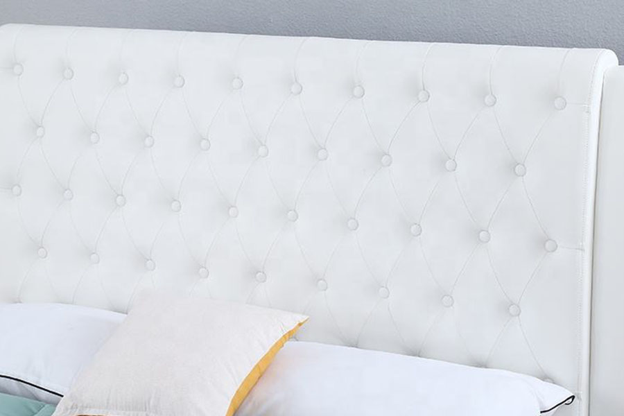 1398G Rangka Katil Penyimpanan Upholsteri Kulit Putih Bingkai Kayu Bingkai Gas Borong