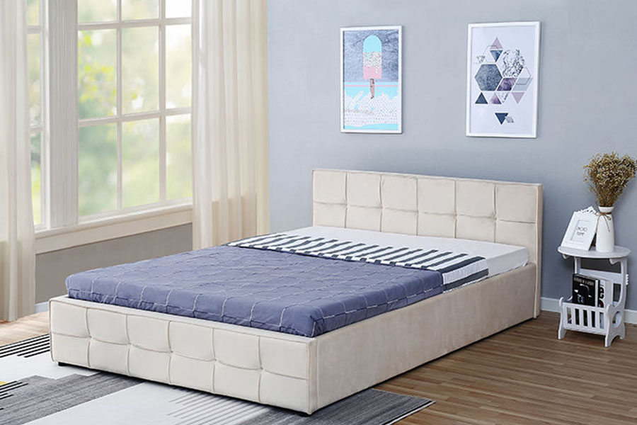 Rangka Katil Penyimpanan Uthmaniyyah Panel-Katil Kepala 1295G Queen Upholsteri