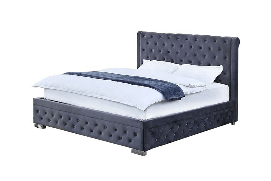 Rangka Katil Penyimpanan Upholsteri Permaisuri Uthmaniyyah Kayu Pejal 1293G Mewah-Velvet