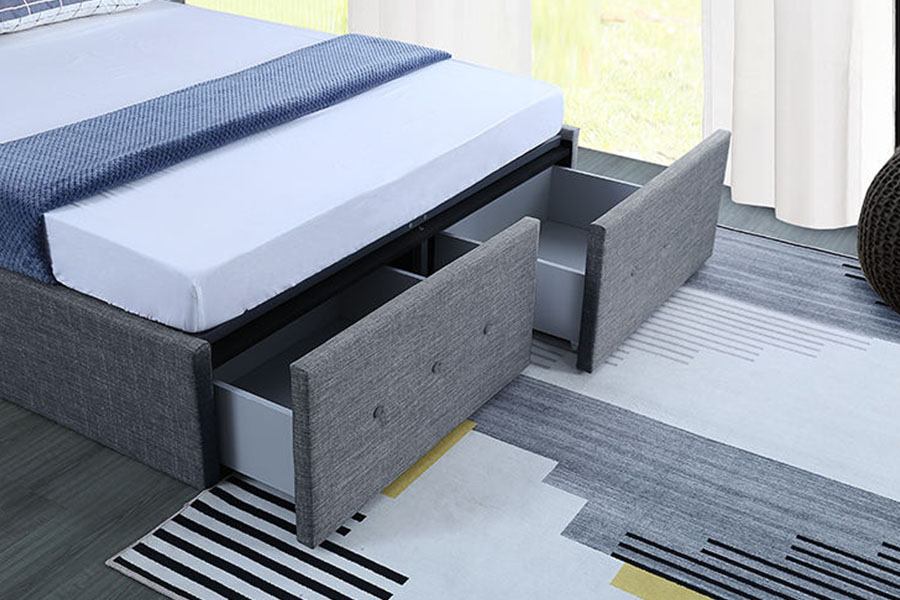 1326DG Gas-Lift Panel Gaya Fabrik Queen Laci Penyimpanan Rangka Katil Upholsteri
