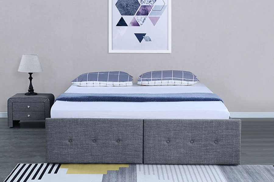 1326DG Gas-Lift Panel Gaya Fabrik Queen Laci Penyimpanan Rangka Katil Upholsteri