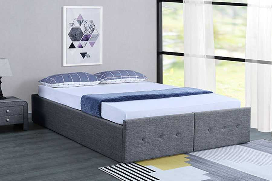 1326DG Gas-Lift Panel Gaya Fabrik Queen Laci Penyimpanan Rangka Katil Upholsteri