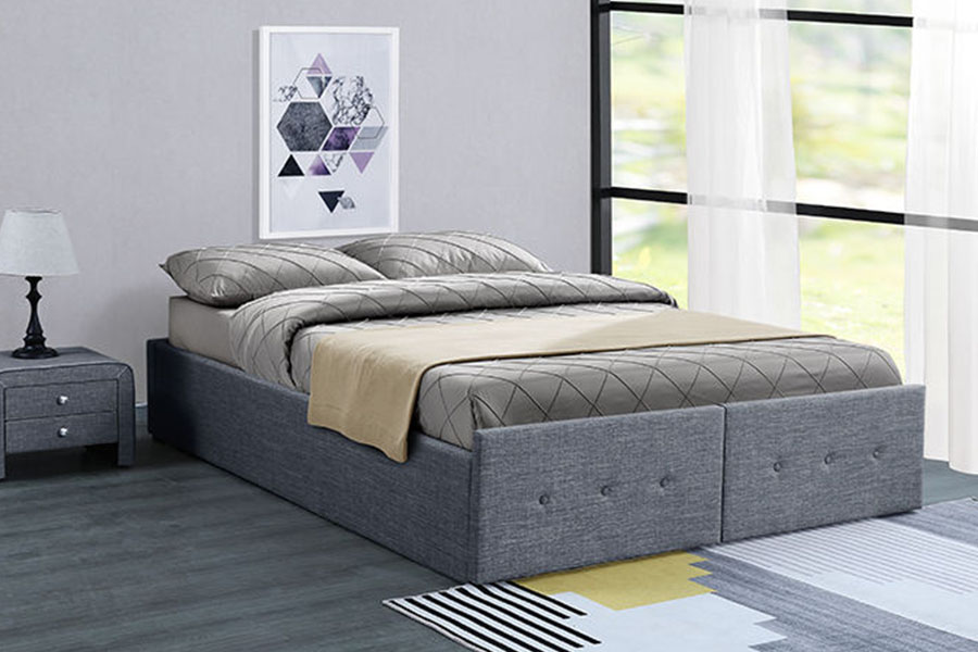 1326DG Gas-Lift Panel Gaya Fabrik Queen Laci Penyimpanan Rangka Katil Upholsteri