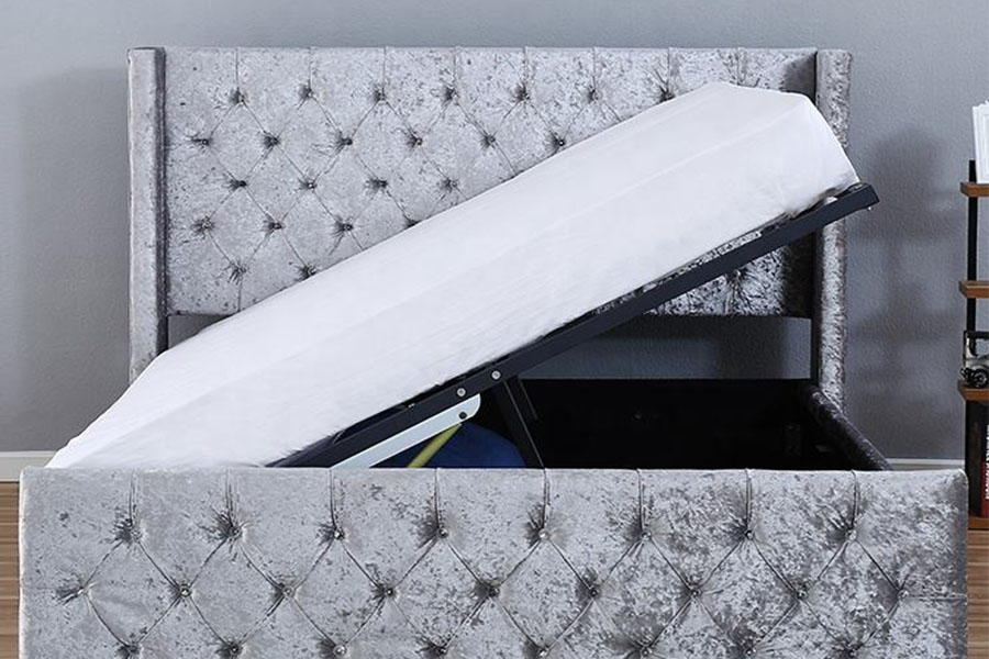 1286G Bingkai Katil Penyimpanan Uthmaniyyah Berumbai-Button Single Upholstered