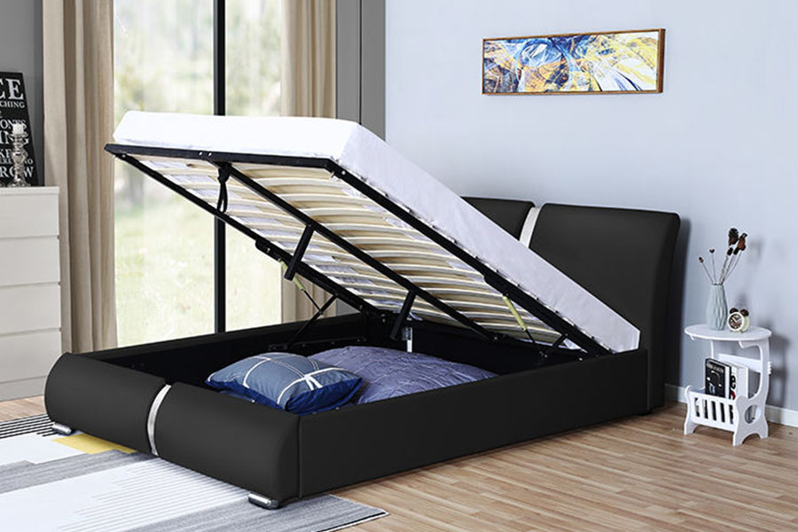 1285G Berbilang Saiz Kulit Tiruan Penyimpanan Bilik Tidur Uthmaniyyah Rangka Katil Upholsteri